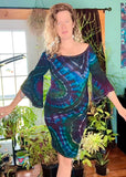 Tie dye bell sleeve midi dress