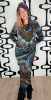 Tie dye hooded maxi dress