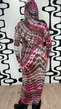 L Tie Dye Hooded Maxi Dress