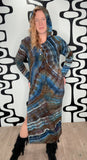 Tie dye hooded maxi dress
