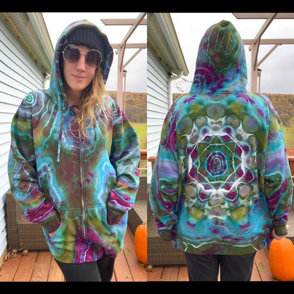 XL/2XL Tie Dye Zip Up Hoodie