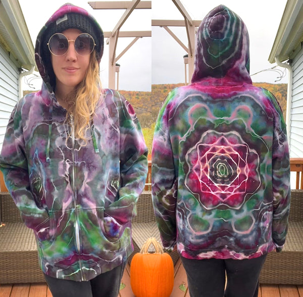 L/XL Tie Dye Zip Up Hoodie