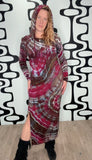 Tie dye hooded maxi dress