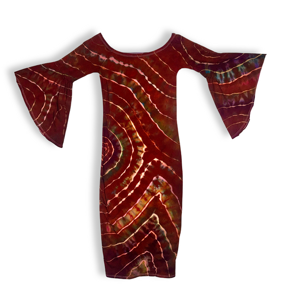 Tie dye bell sleeve  midi dress
