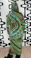 L Tie Dye Hooded Maxi Dress
