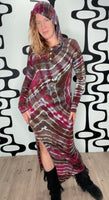 Tie dye hooded maxi dress