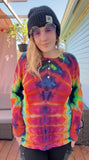 L Tie Dye Thermal Henley Shirt