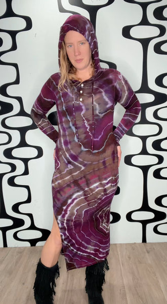 Tie dye hooded maxi dress