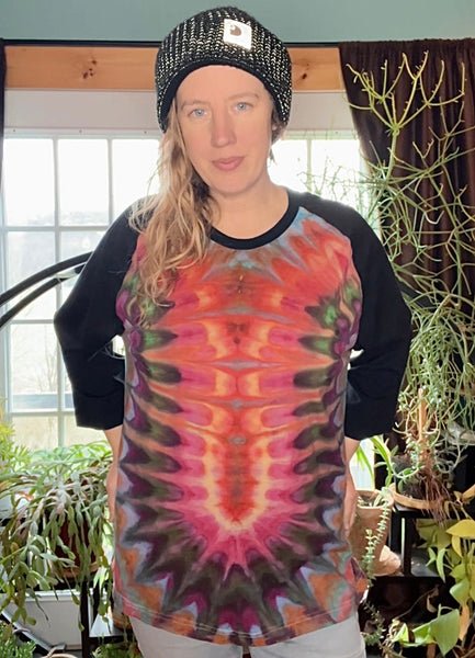 2XL Unisex Tie Dye Baseball Tee