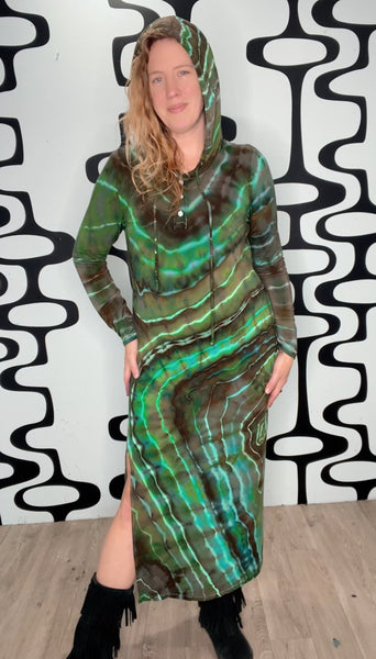 Tie dye hooded maxi dress