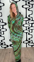 Tie dye hooded maxi dress
