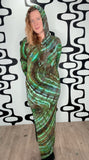 Tie dye hooded maxi dress