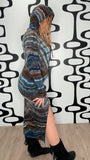 Tie dye hooded maxi dress
