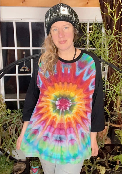 2XL Unisex Tie Dye Baseball Tee