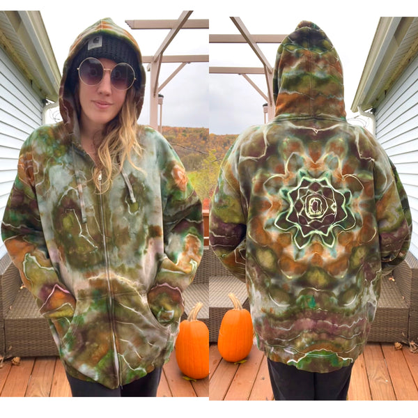 XL/2XL Tie Dye Zip Up Hoodie
