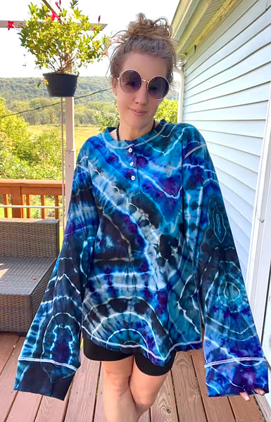3XL Tie Dye Henley Shirt