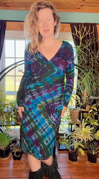L/XL Tie Dye Ribbed Midi Dress