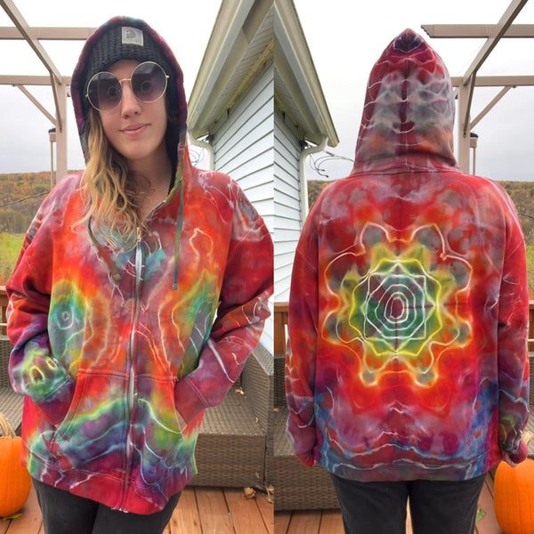 L/XL Tie Dye Zip Up Hoodie